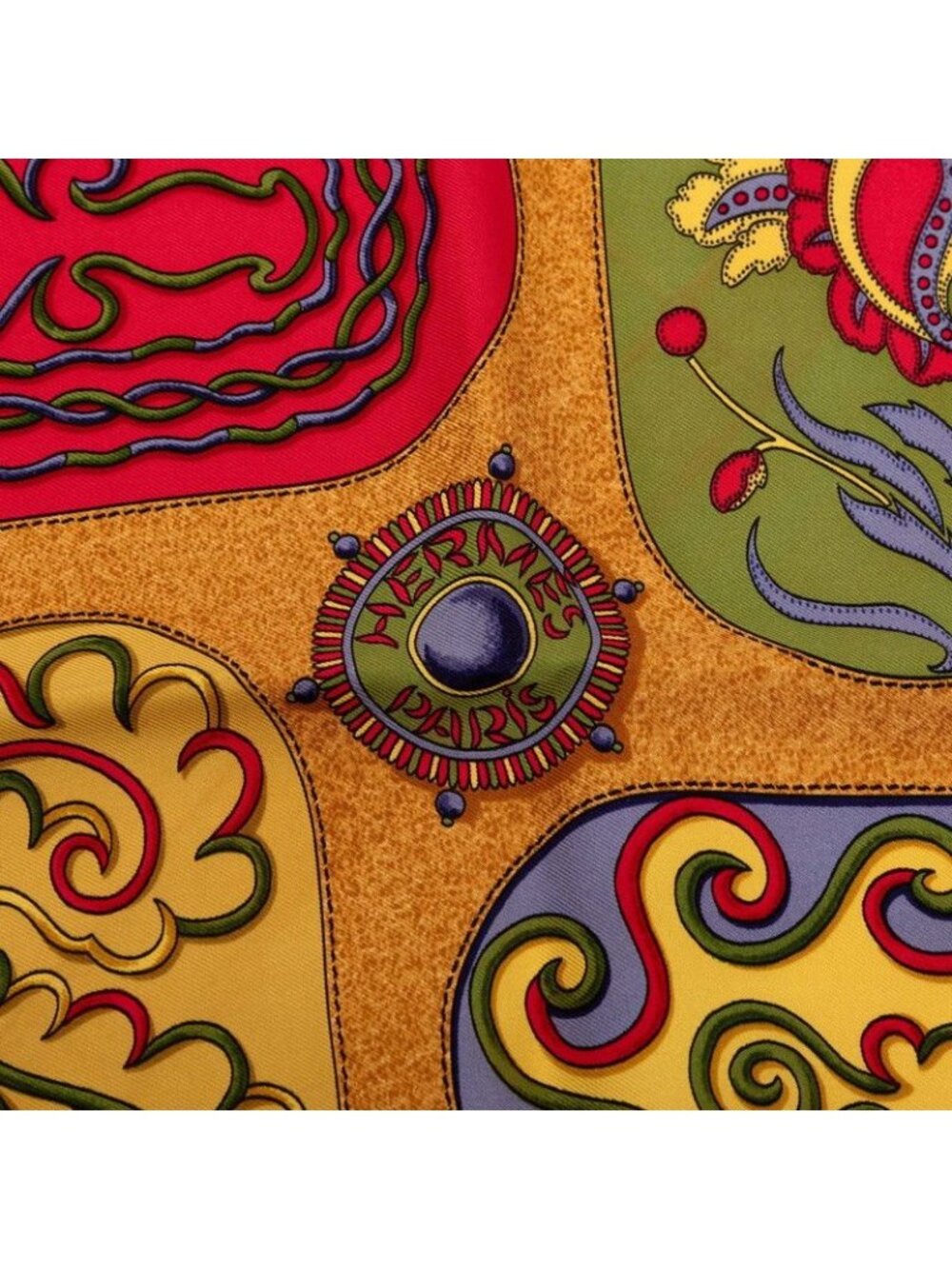Hermes Carre 90 Festival Scarf Large Format Red Multicolor Silk - Picture 3 of 8